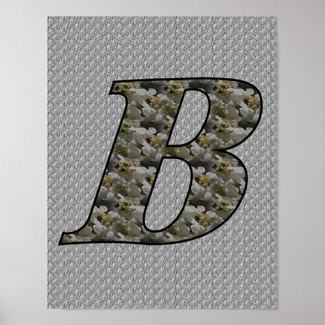 Monogramme Initial B Hydrangea Poster Floral (Devant)