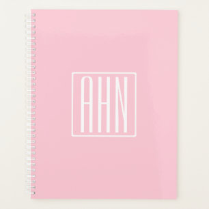 Monogramme initial Blanc sur rose clair