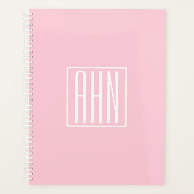 Monogramme initial | Blanc sur rose clair (Devant)