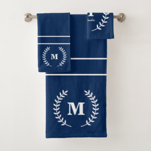 Monogramme initial bleu marine minimaliste moderne