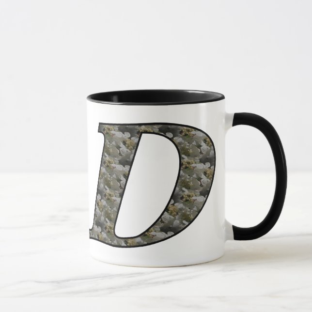 Monogramme Initial D Hydrangea Mug Floral (Droite)