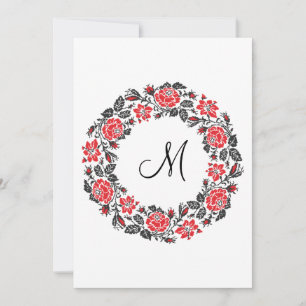 Monogramme initial des roses rouges à point croisé