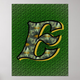 Monogramme Initial E Black Daisies Poster