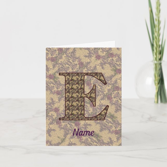 Monogramme Initial E Floral Vintage Personnalisé  (Devant)