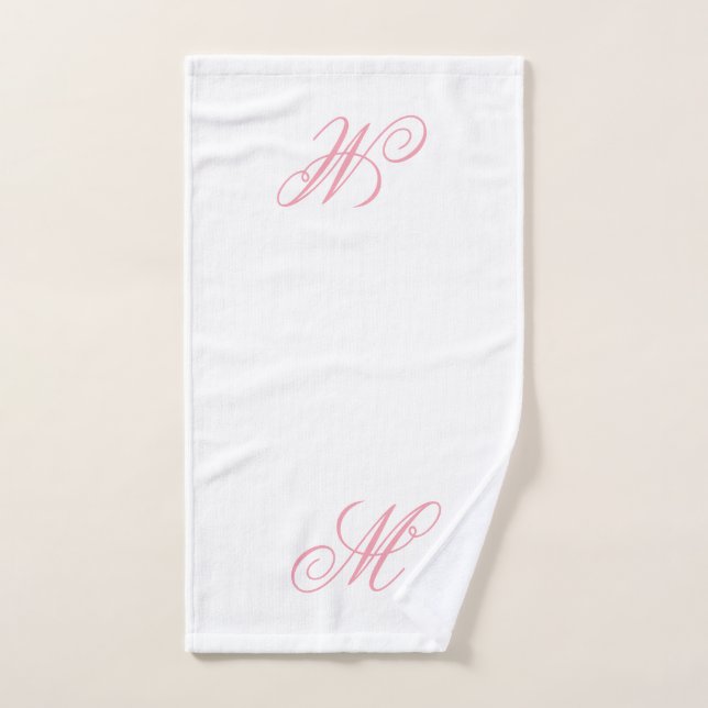 Monogramme Initial Élégant Rose  (Serviette à main)