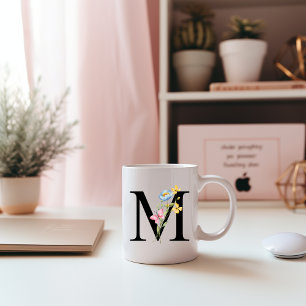 Monogramme initial floral M Mug