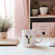 Monogramme initial floral Y Mug