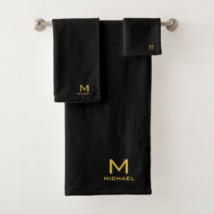 Monogramme initial Gold personnalisable Noir