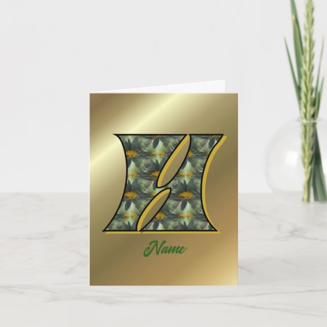 Monogramme Initial H Art Personnalisé Fleurs (Devant)