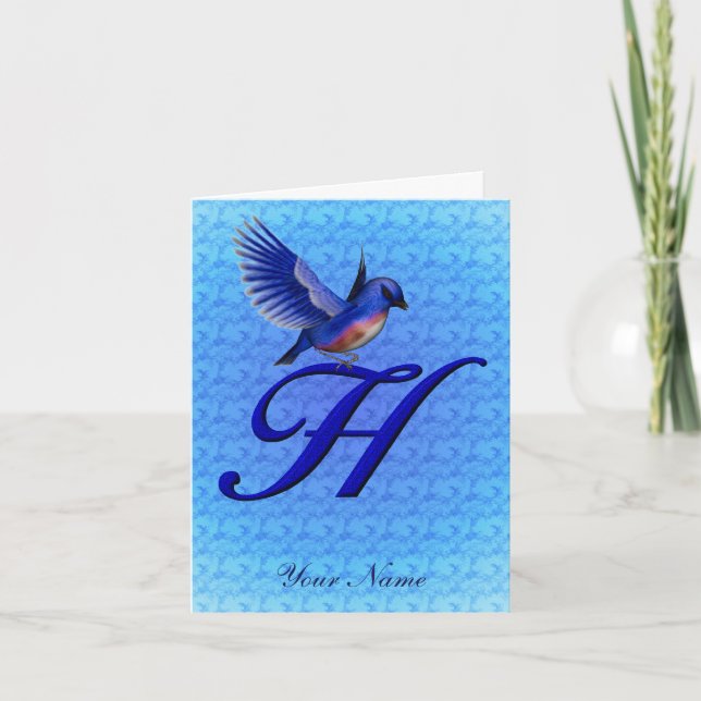 Monogramme Initial H Oiseau Bleu Personnalisé (Devant)