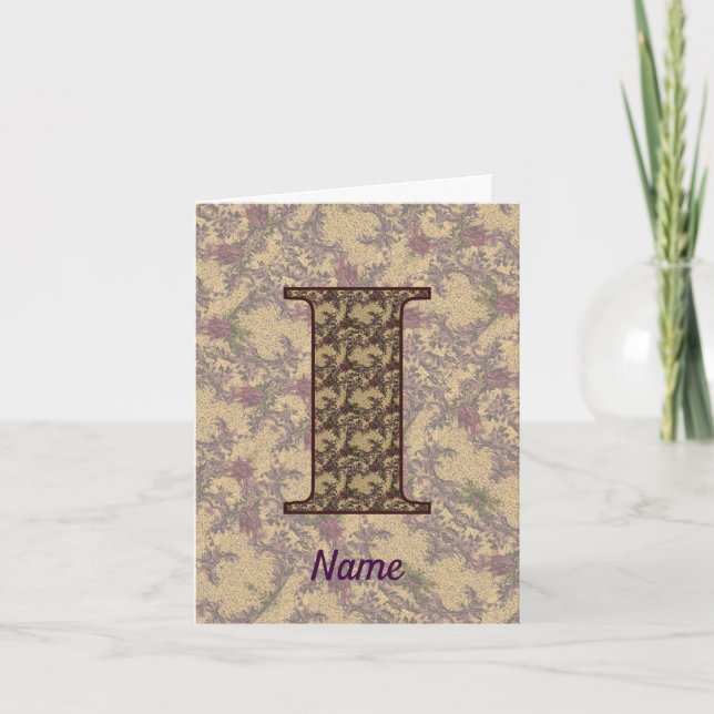 Monogramme Initial I Floral Vintage Personnalisé  (Devant)