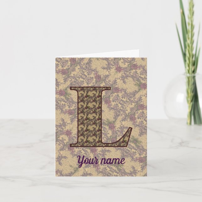 Monogramme Initial L Floral Vintage Personnalisé  (Devant)