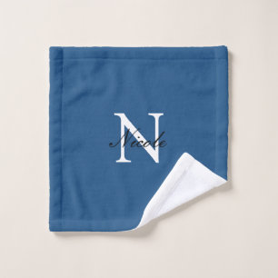 Monogramme Initial Manuscrit Nom Propre Bleu