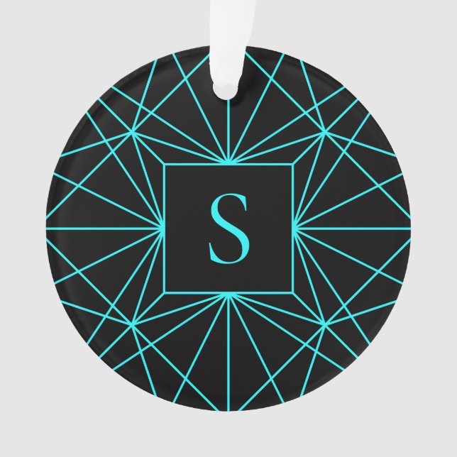 Monogramme Initial | Motif Géométrique Turquoise (devant)