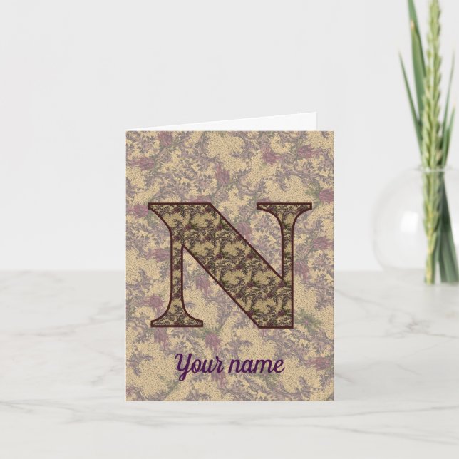Monogramme Initial N Floral Vintage Personnalisé  (Devant)
