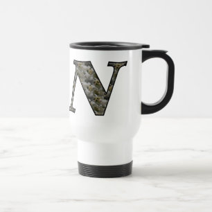 Monogramme Initial N Hydrangea Floral Travel Mug
