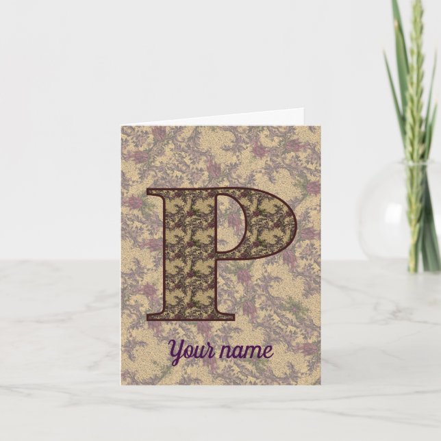 Monogramme Initial P Floral Vintage Personnalisé  (Devant)