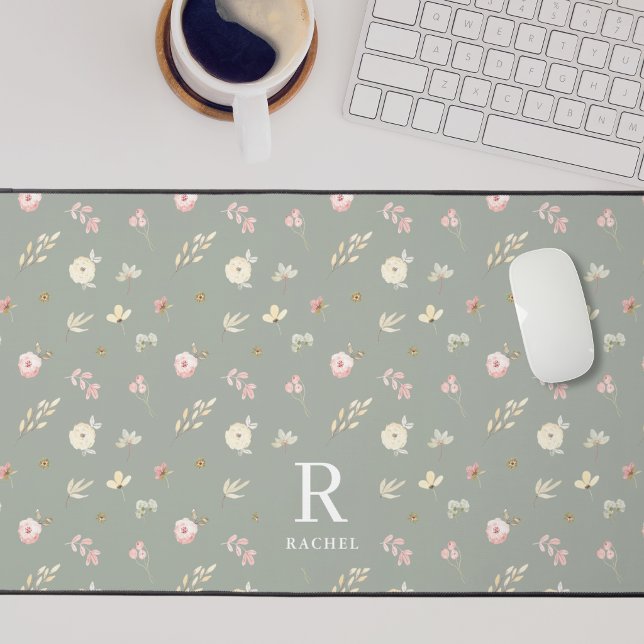Monogramme Initial Personnalisé Fleur Douce Sauge  (Créateur téléchargé)