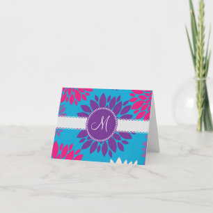 Monogramme initial rose violet sur bleu