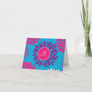 Monogramme initial rose violet sur bleu