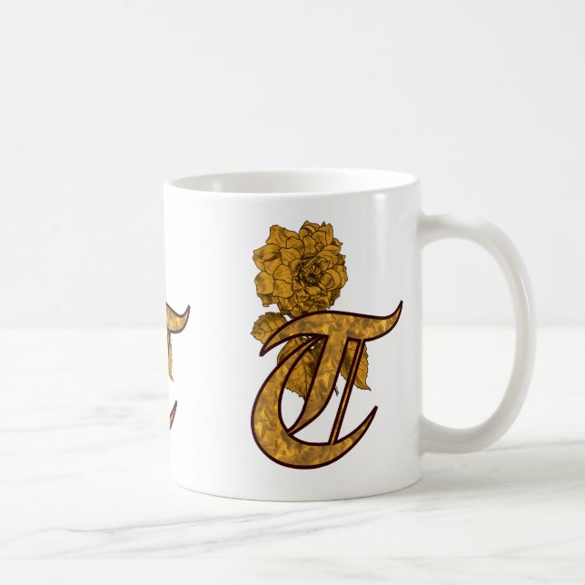 Monogramme initial T Gold Peony Mug (Droite)