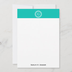 Monogramme initial turquoise Wht Key grecque
