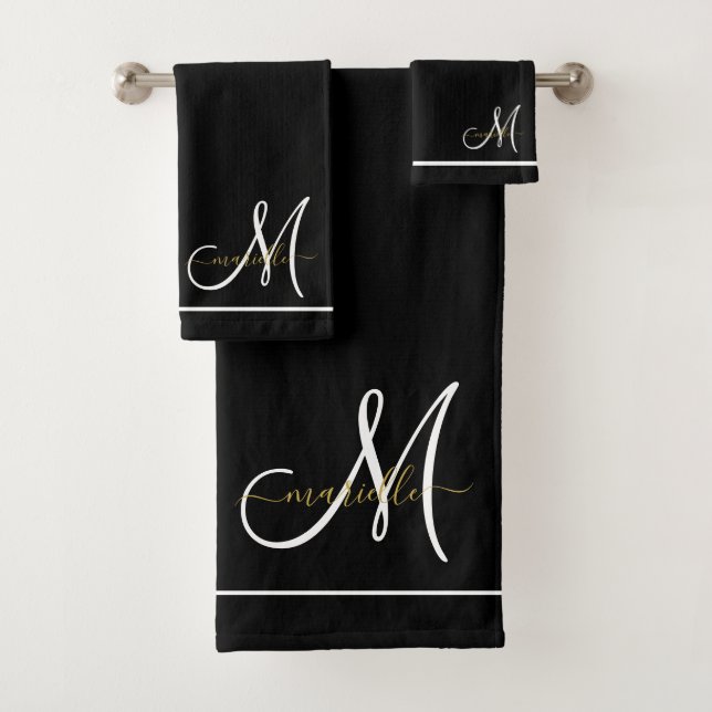Monogramme initiale blanche or nom script  (En situation)