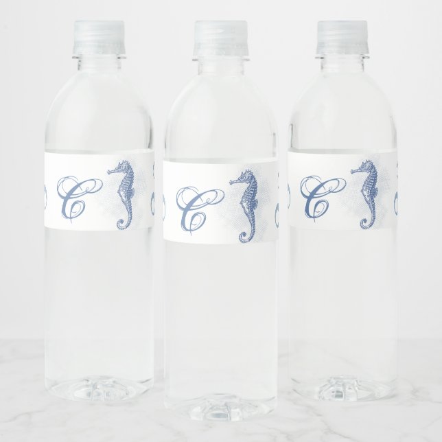 Monogramme initiale bouteille d'eau Étiquette Seah (Bouteilles)