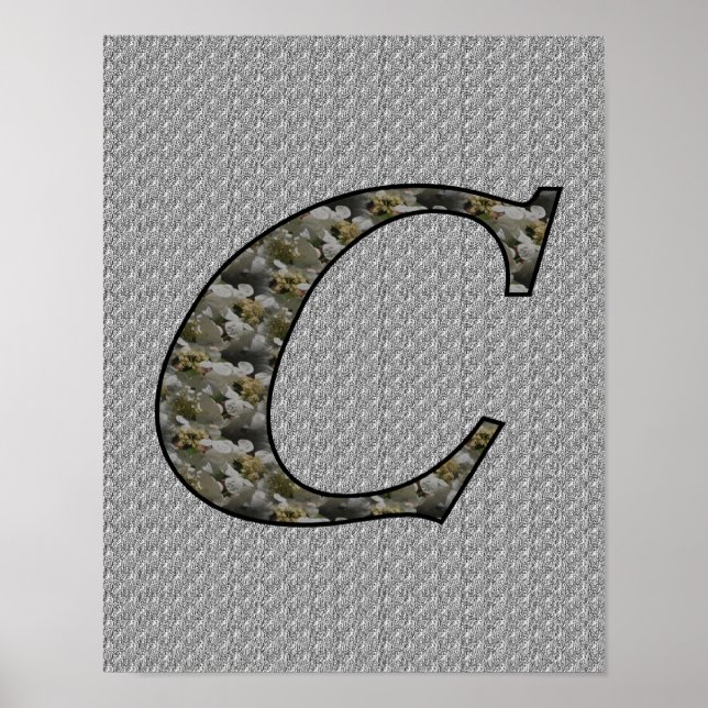 Monogramme Initiale C Hydrangea Poster Floral (Devant)