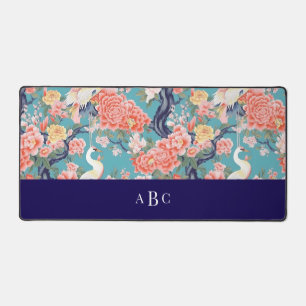 Monogramme Initiale Chinoiserie Florale Aigrette