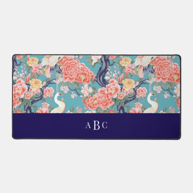 Monogramme Initiale Chinoiserie Florale Aigrette  (Recto)