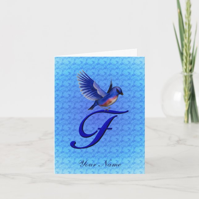 Monogramme Initiale F Personnalisé Bluebird (Devant)