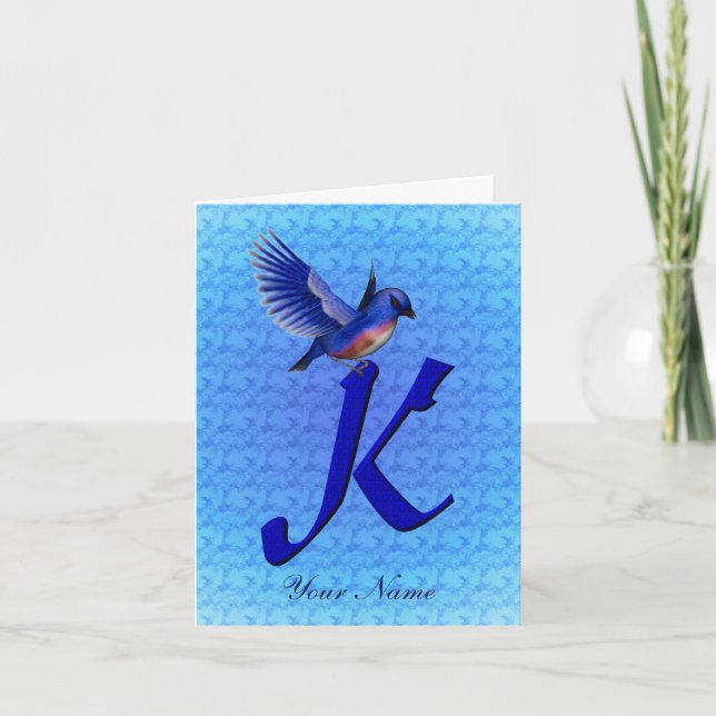 Monogramme Initiale K Personnalisé Bluebird (Devant)