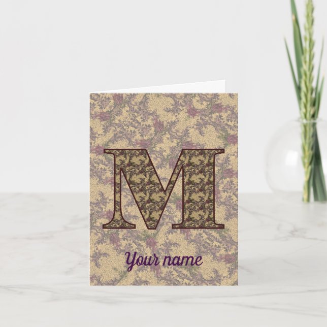Monogramme Initiale M Floral Vintage Personnalisé  (Devant)