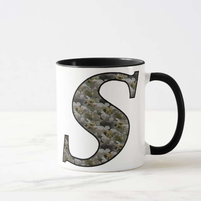 Monogramme Initiale S Hydrangée Florale Mug (Droite)