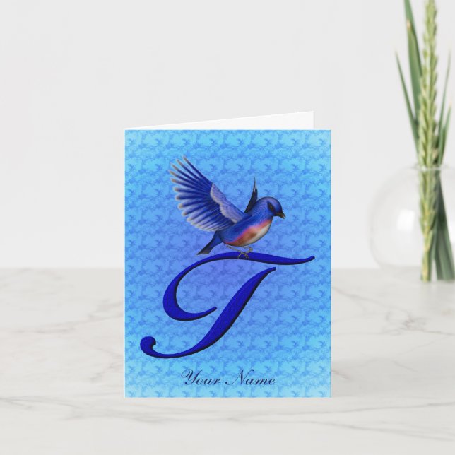 Monogramme Initiale T Personnalisé Bluebird (Devant)