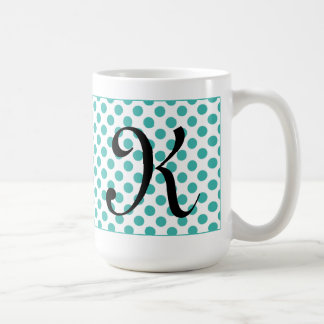 Monogramme Initiales Aqua Pois Mug