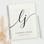 Monogramme Initiales du planificateur d'affaires S<br><div class="desc">Initiales Monogrammes Business Planner Élégant blanc ivoire Script noir</div>