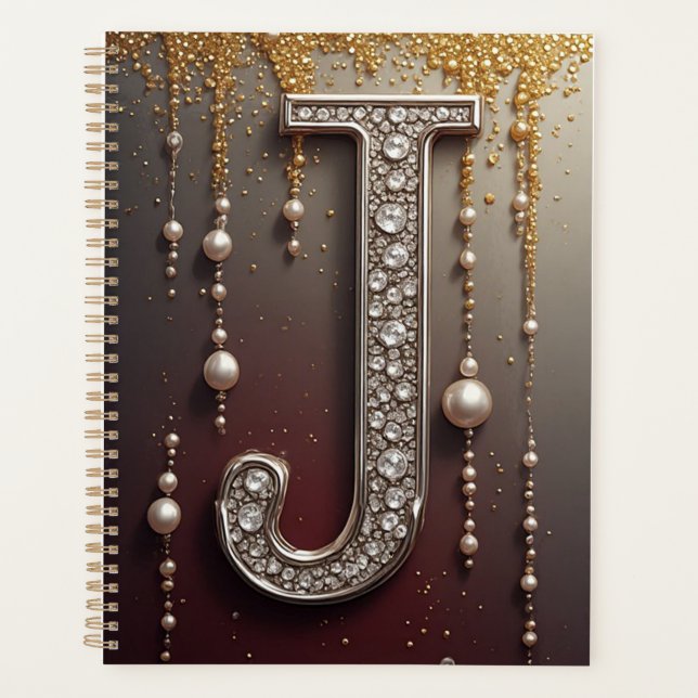 Monogramme J de luxe avec paillettes (Devant)