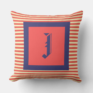 Monogramme J Family Crest Initial Coussin extérieu