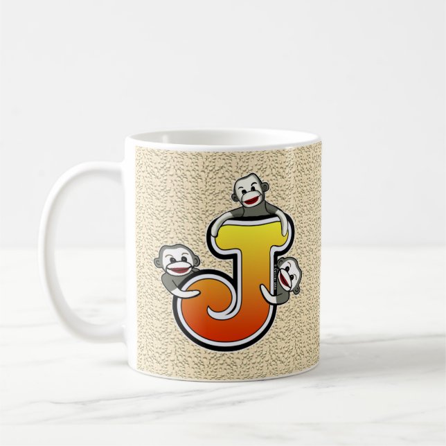 Monogramme J Sock Monkey Mug (Gauche)