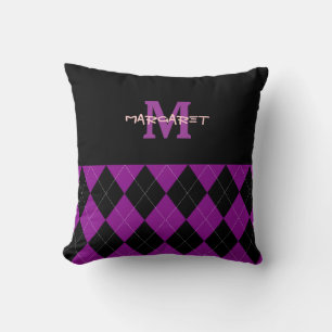 Monogramme Jacquard noir violet oreiller