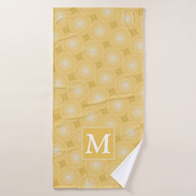 Monogramme jaune cercles motif (Serviette de bain)