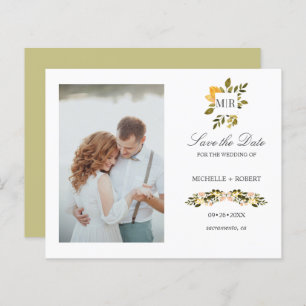 Monogramme Jaune Floral Photo Mariage ENREGISTRER