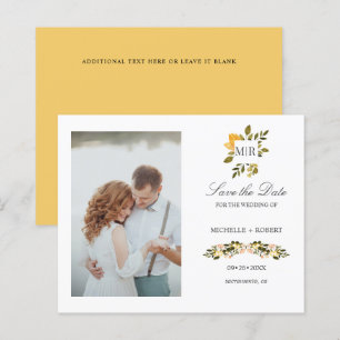 Monogramme Jaune Floral Photo Mariage ENREGISTRER