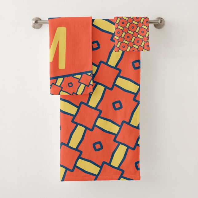 Monogramme jaune Motif géométrique orange (En situation)