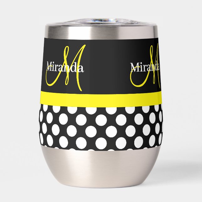 Monogramme jaune noir avec pois blancs (Avant)