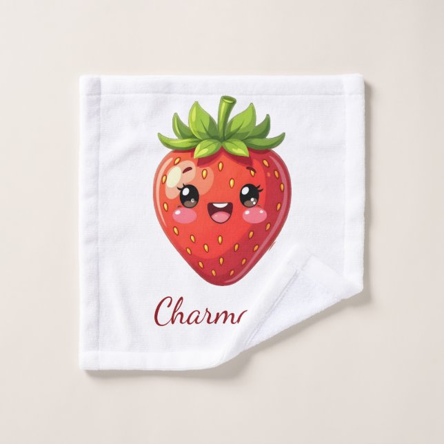 Monogramme jolie fraise kawaii (Gant de toilette)