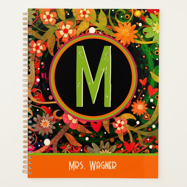 Monogramme joyeux Nom personnalisé Floral Enseigna (Devant)