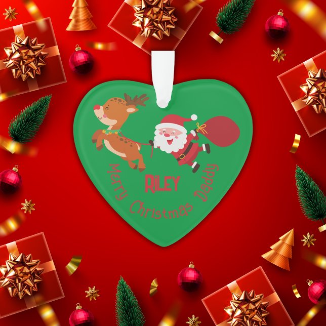 Monogramme Joyeux papa de Noël | Ornement cardiaqu (Créateur téléchargé)